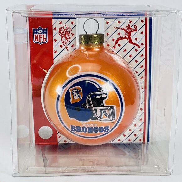 VTG Sports Collector Series NFL Denver Broncos Ornament Glass Orange Helmet Logo - Picture 1 of 7